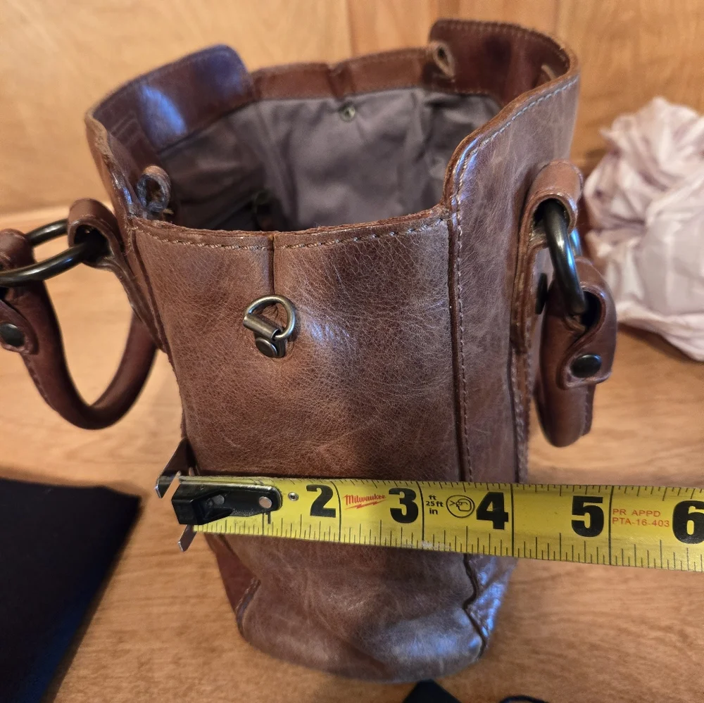 Frye Brown Leather Melissa Mini Tote with Vintage Finish